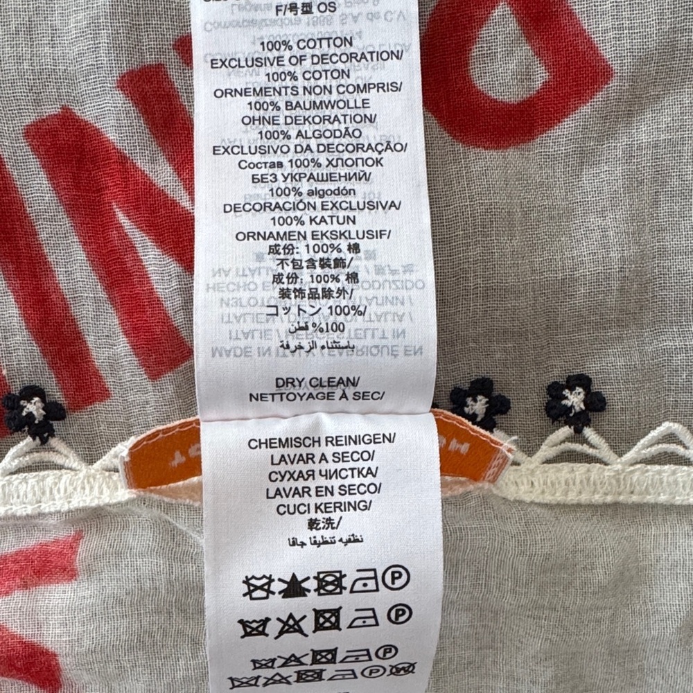Tory Burch Fruit Basket Printed scarf in Red, Orange & Green - Picture 9 of 11